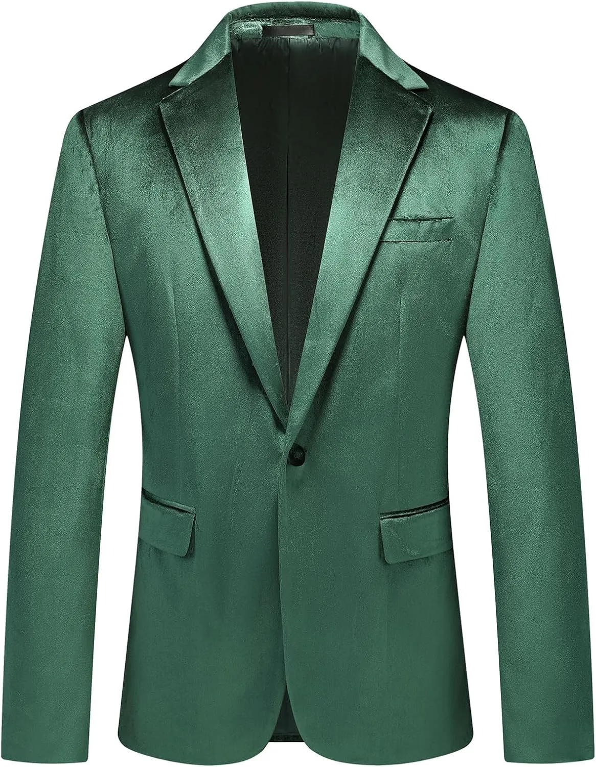 Mens Velvet Blazer Jacket Slim Fit Dress Tuxedo Suit Jacket One Button Notch Lapel for Dinner Party Prom Wedding Sports Coat
