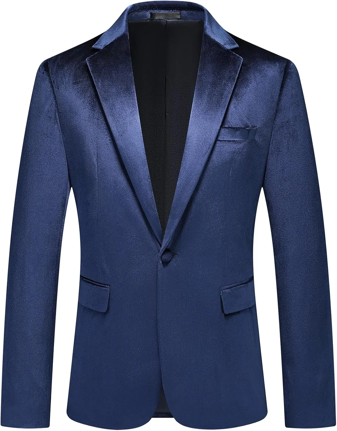 Mens Velvet Blazer Jacket Slim Fit Dress Tuxedo Suit Jacket One Button Notch Lapel for Dinner Party Prom Wedding Sports Coat