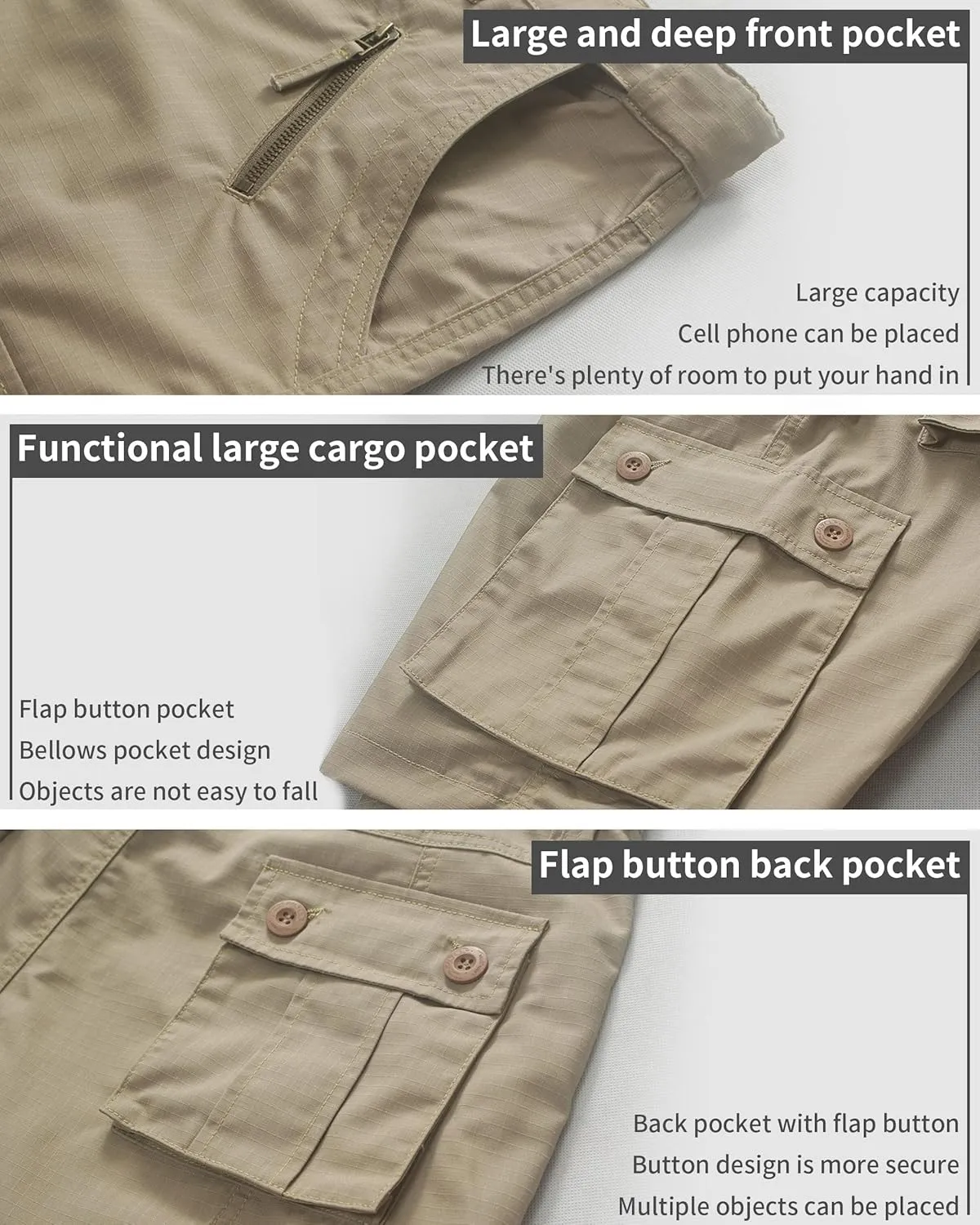 Men's Work Shorts, Cargo Werkshorts, Workwear Hiking Shorts with Utility Multi-Pocket