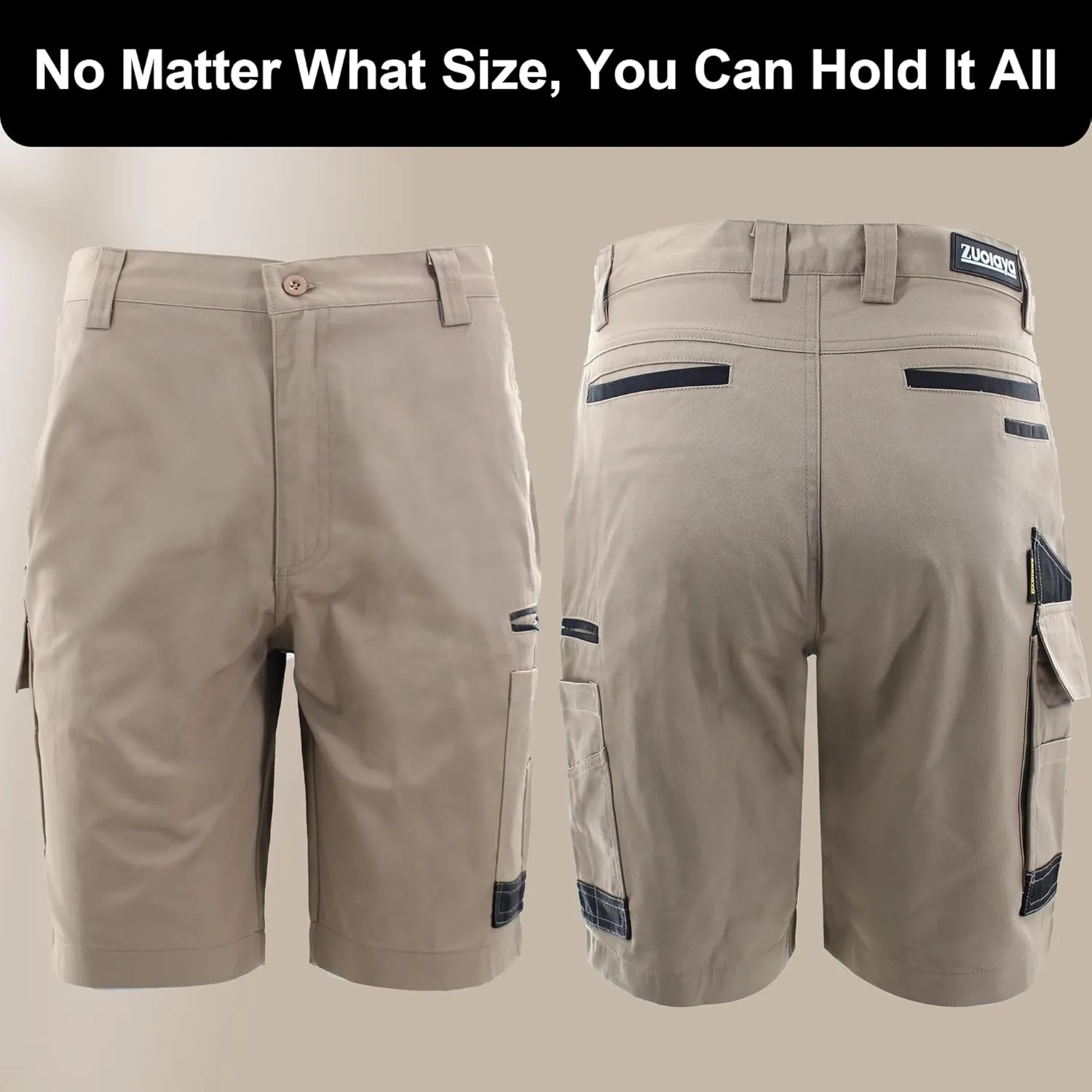 Men's Work Utility Shorts Lightweight Relaxed-Fit Multi-Pocket Work Short.