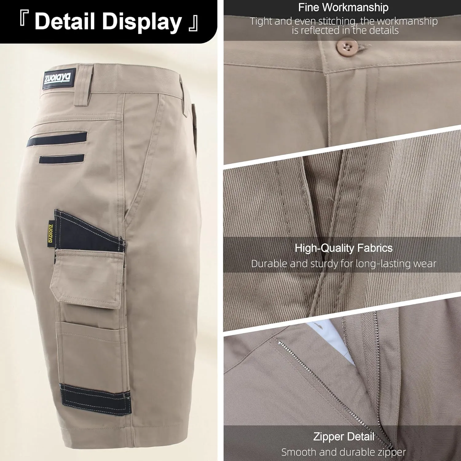 Men's Work Utility Shorts Lightweight Relaxed-Fit Multi-Pocket Work Short.