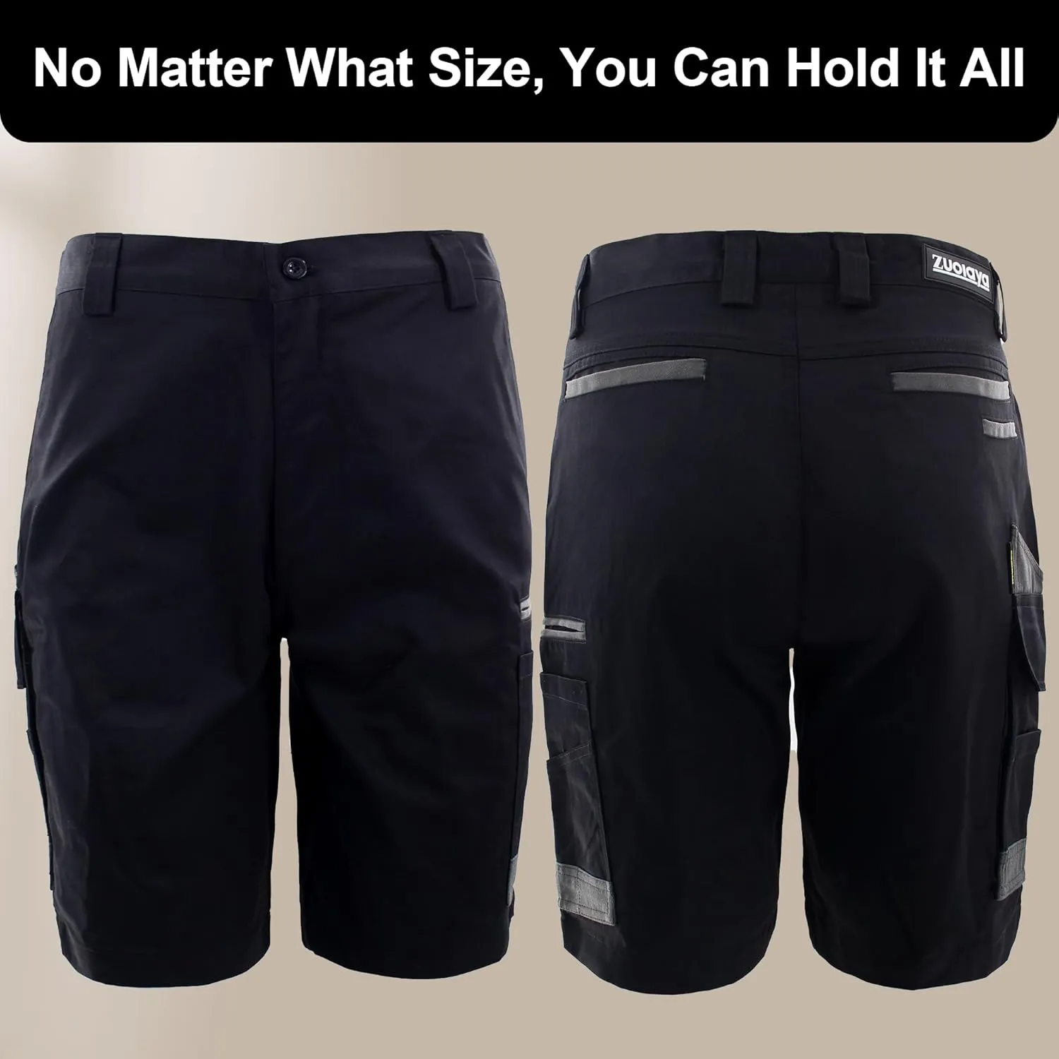 Men's Work Utility Shorts Lightweight Relaxed-Fit Multi-Pocket Work Short.