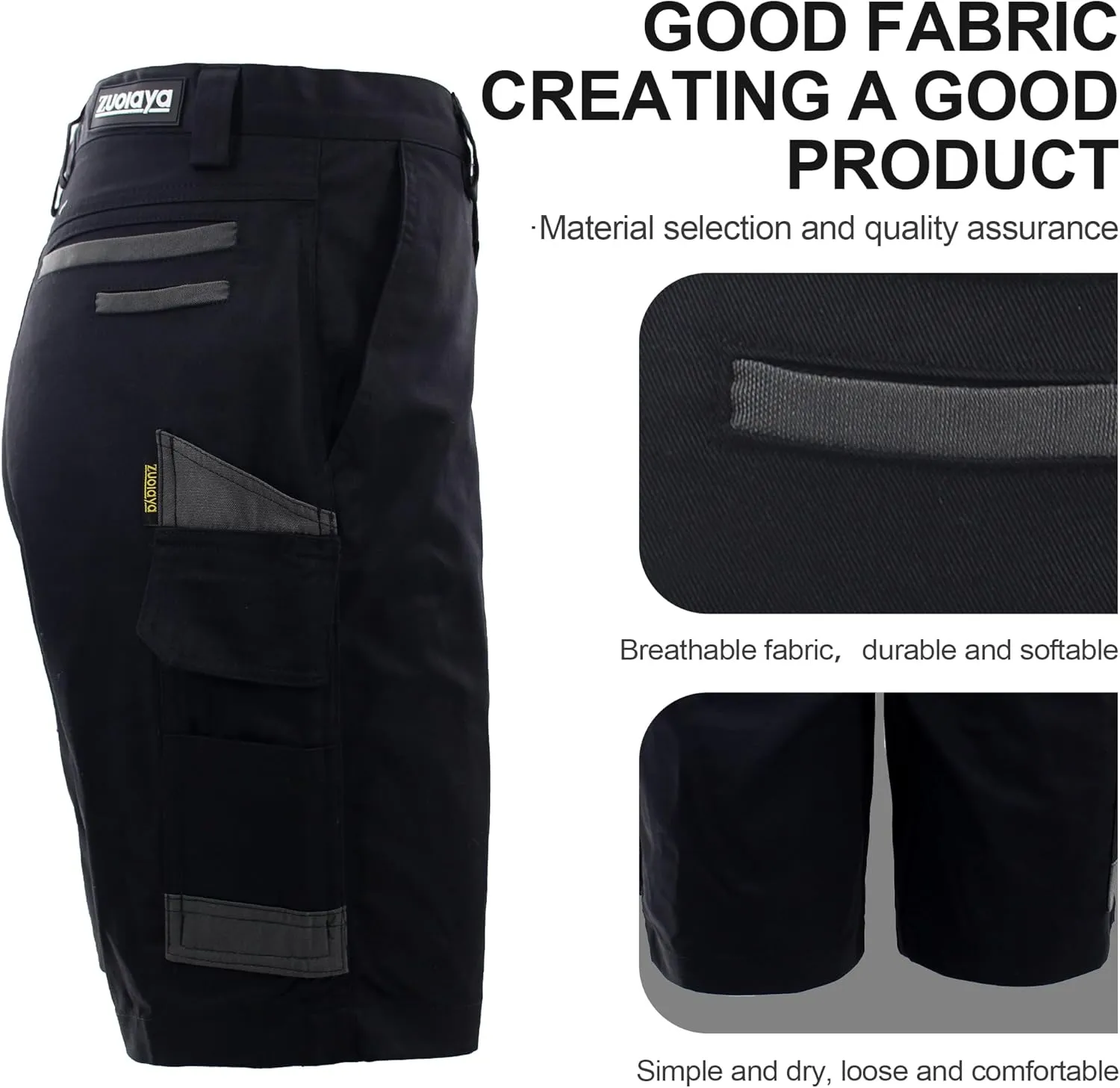 Men's Work Utility Shorts Lightweight Relaxed-Fit Multi-Pocket Work Short.
