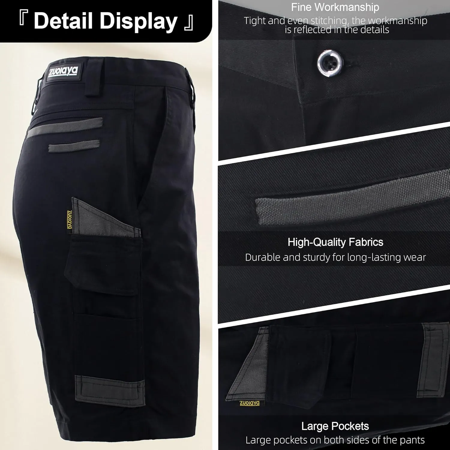 Men's Work Utility Shorts Lightweight Relaxed-Fit Multi-Pocket Work Short.
