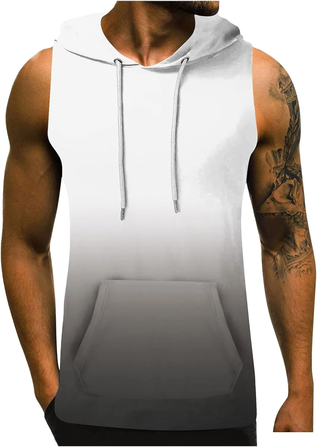 Mens Workout Hooded Tank Tops Cut Off Sleeveless Gym Sport Hoodies Summer Training Bodybuilding Muscle Shirts for Men