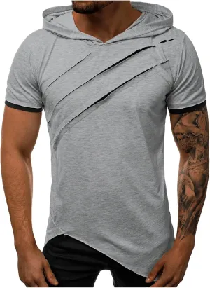 Mens Zip Up Hoodies Men's Pure Color Hoodie Sport Short Sleeve Shirt Top Blouse Zipper Hoodies XL