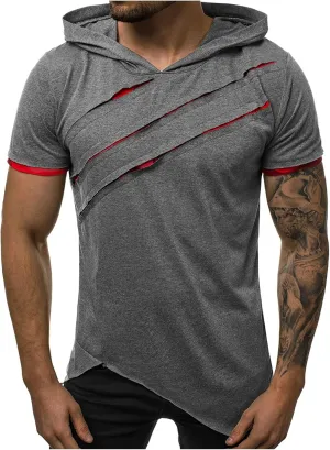 Mens Zip Up Hoodies Men's Pure Color Hoodie Sport Short Sleeve Shirt Top Blouse Zipper Hoodies XL