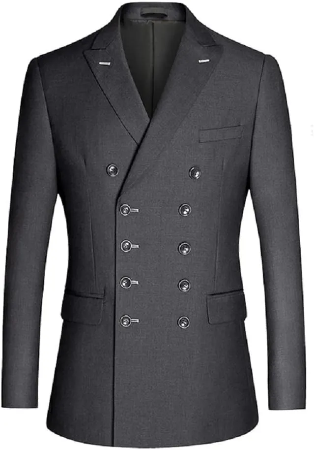 Mi Bo Tong Men's Suit Blazer Double Breasted Suit Jacket Slim Fit Mens Sports Coats Blazers
