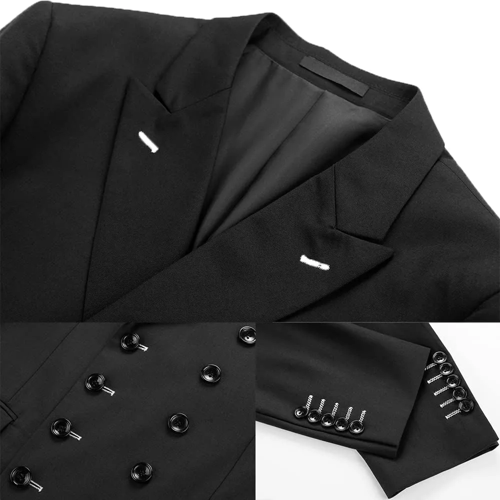 Mi Bo Tong Men's Suit Blazer Double Breasted Suit Jacket Slim Fit Mens Sports Coats Blazers