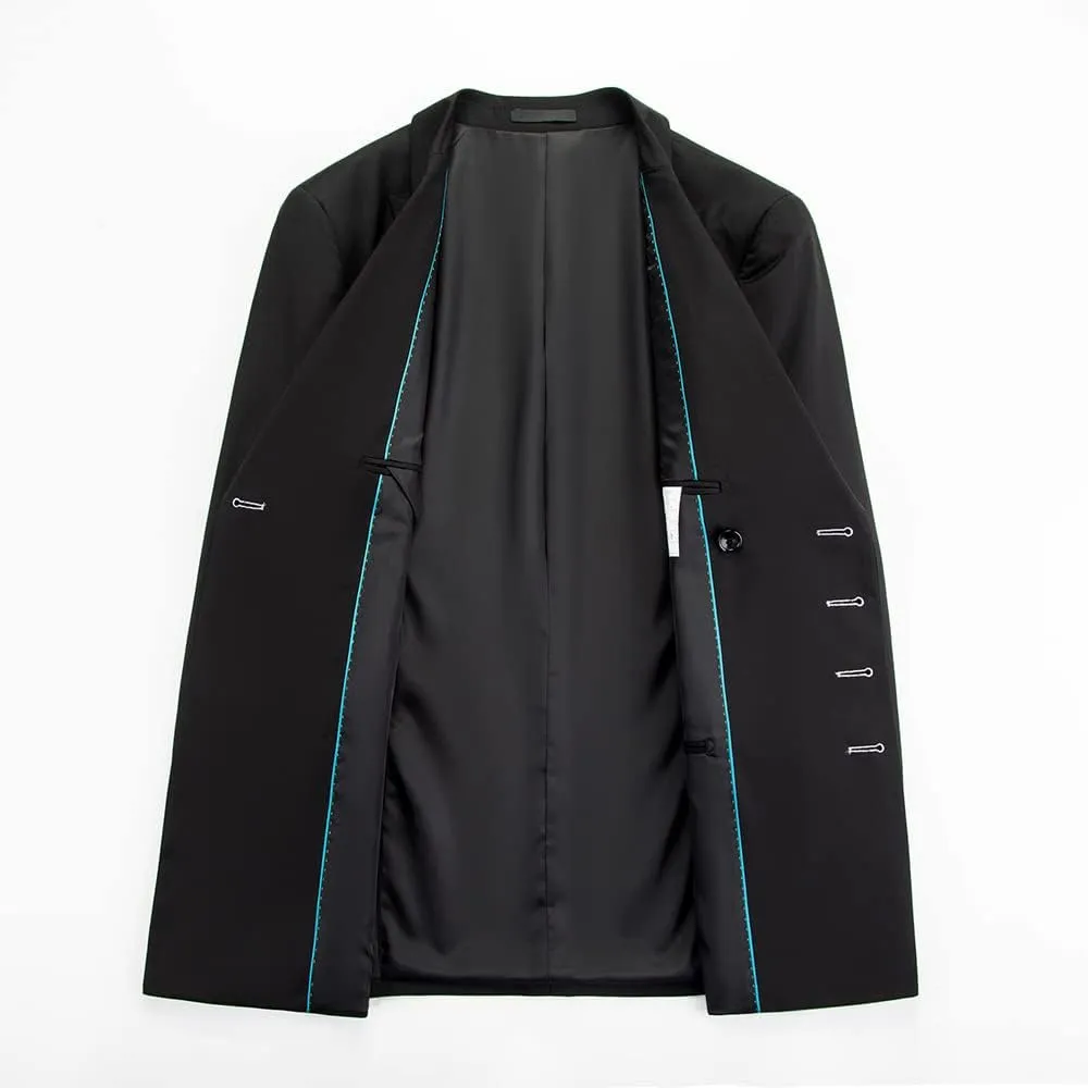Mi Bo Tong Men's Suit Blazer Double Breasted Suit Jacket Slim Fit Mens Sports Coats Blazers