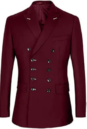 Mi Bo Tong Men's Suit Blazer Double Breasted Suit Jacket Slim Fit Mens Sports Coats Blazers