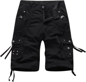 Muscularfit Mens Cargo Shorts Fashion Outdoor Multi Pockets Cotton Work Utility Tooling Shorts Casual Buckle Zipper Shorts