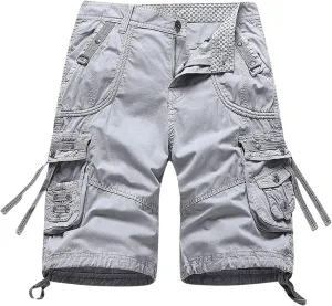 Muscularfit Mens Cargo Shorts Fashion Outdoor Multi Pockets Cotton Work Utility Tooling Shorts Casual Buckle Zipper Shorts