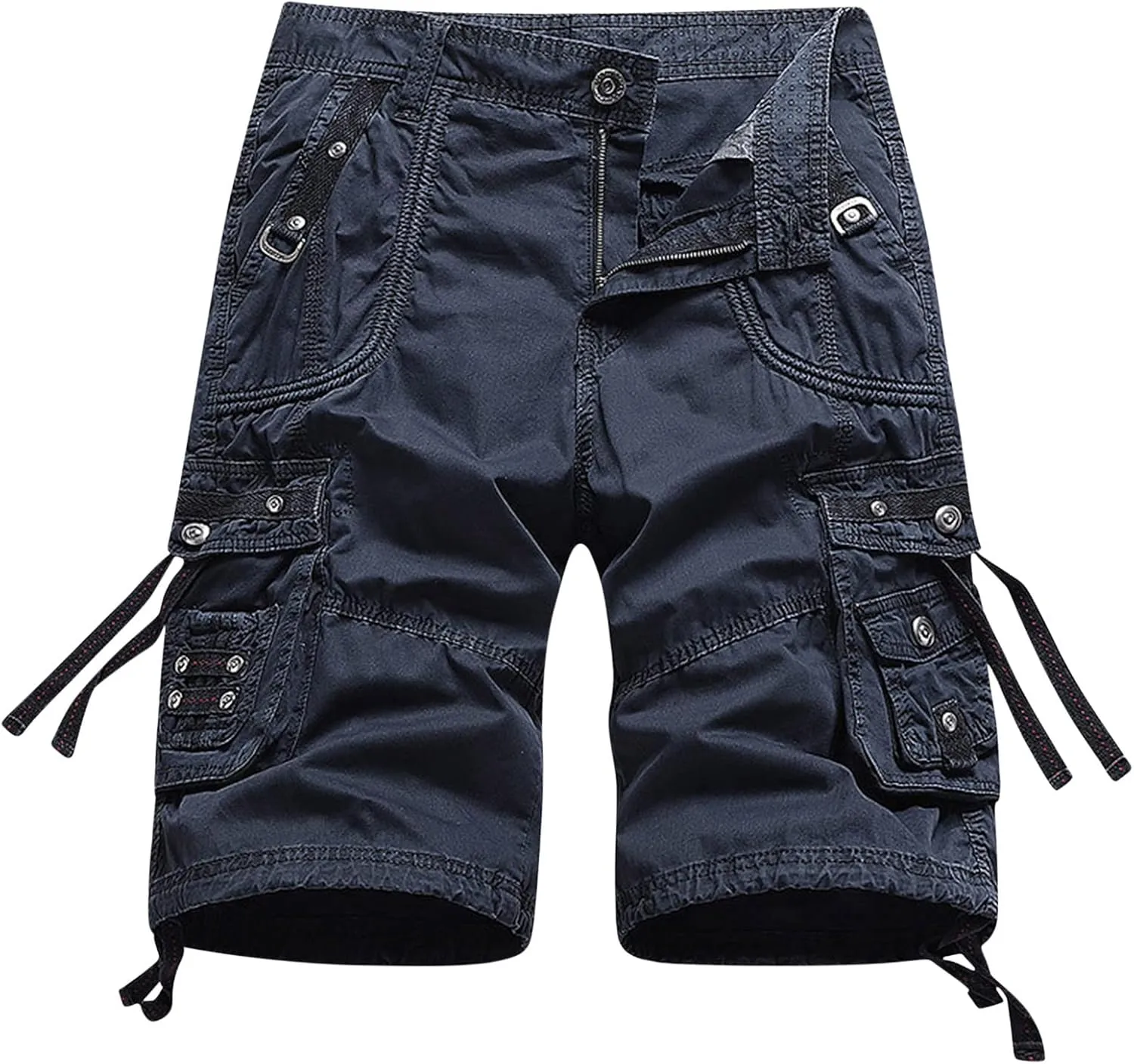 Muscularfit Mens Cargo Shorts Fashion Outdoor Multi Pockets Cotton Work Utility Tooling Shorts Casual Buckle Zipper Shorts