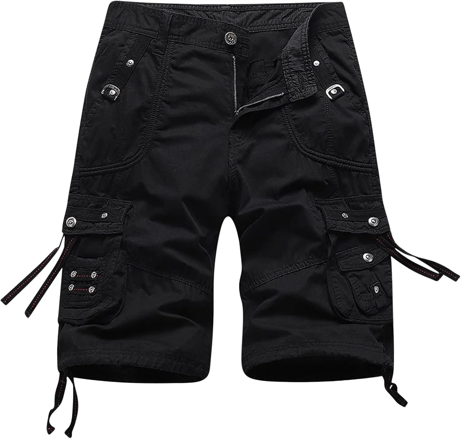 Muscularfit Mens Cargo Shorts Fashion Outdoor Multi Pockets Cotton Work Utility Tooling Shorts Casual Buckle Zipper Shorts
