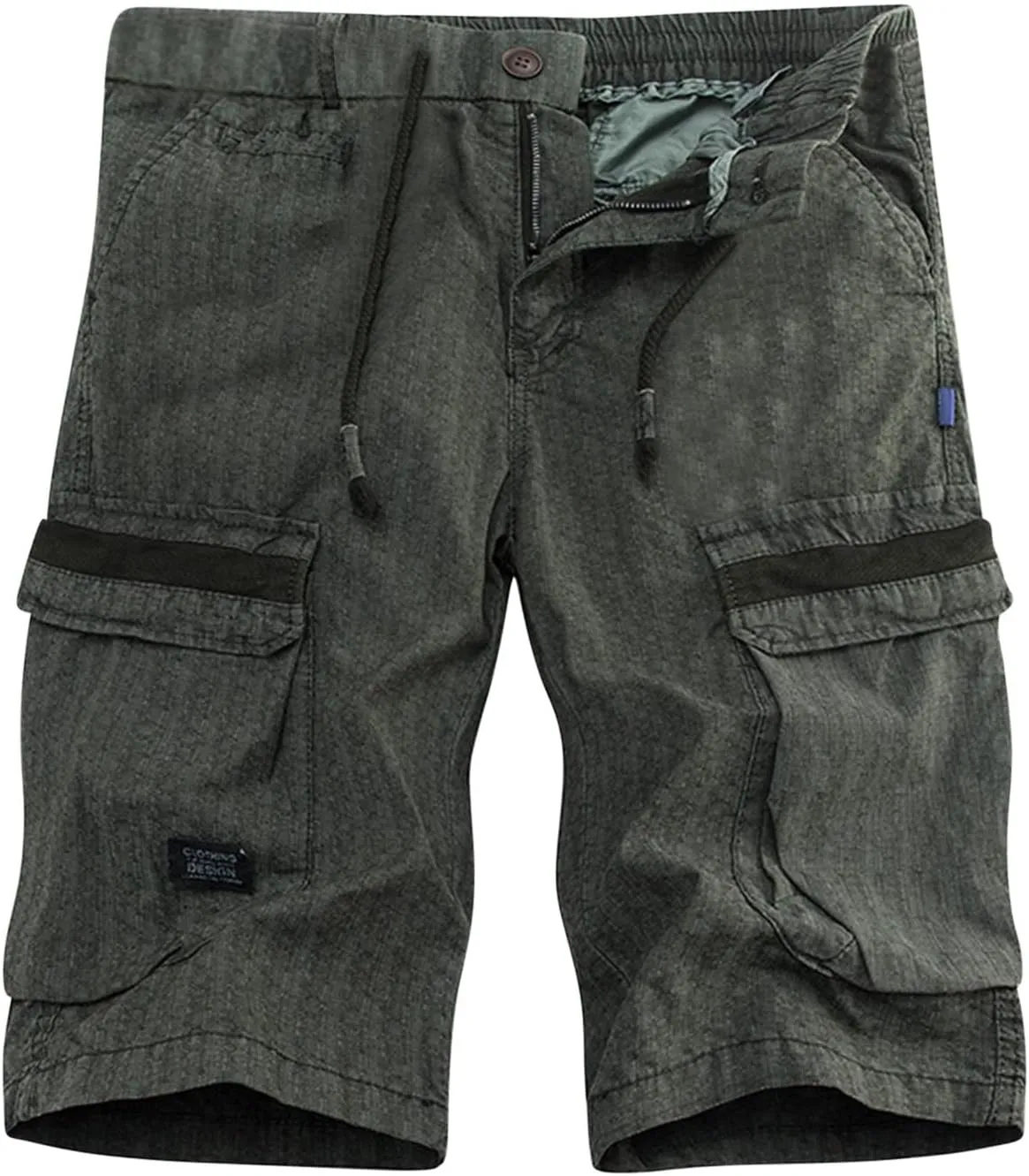 Muscularfit Mens Stretch Shorts Casual Cotton Drawstring Multi Pockets Cargo Shorts Fashion Outdoor Utility Tooling Shorts