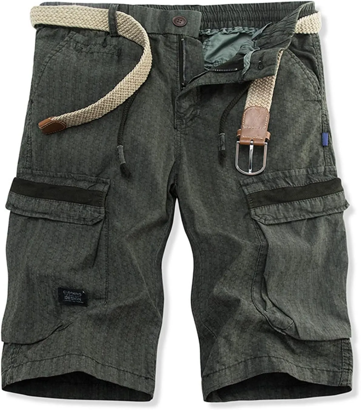 Muscularfit Mens Stretch Shorts Casual Cotton Drawstring Multi Pockets Cargo Shorts Fashion Outdoor Utility Tooling Shorts