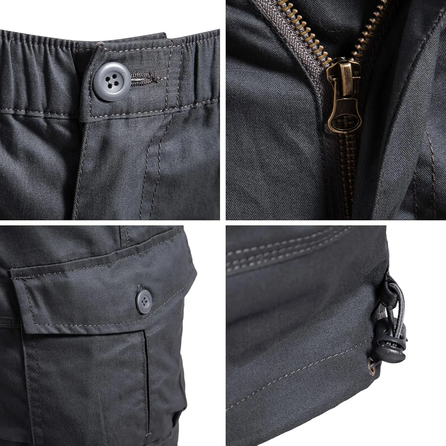 Mylldey Men's Cargo Shorts 3/4 Relaxed Fit Mens Running Shorts 7 Pockets Elastic Waist Cotton Hiking Shorts