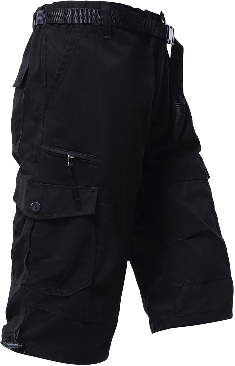 Mylldey Men's Cargo Shorts 3/4 Relaxed Fit Mens Running Shorts 7 Pockets Elastic Waist Cotton Hiking Shorts