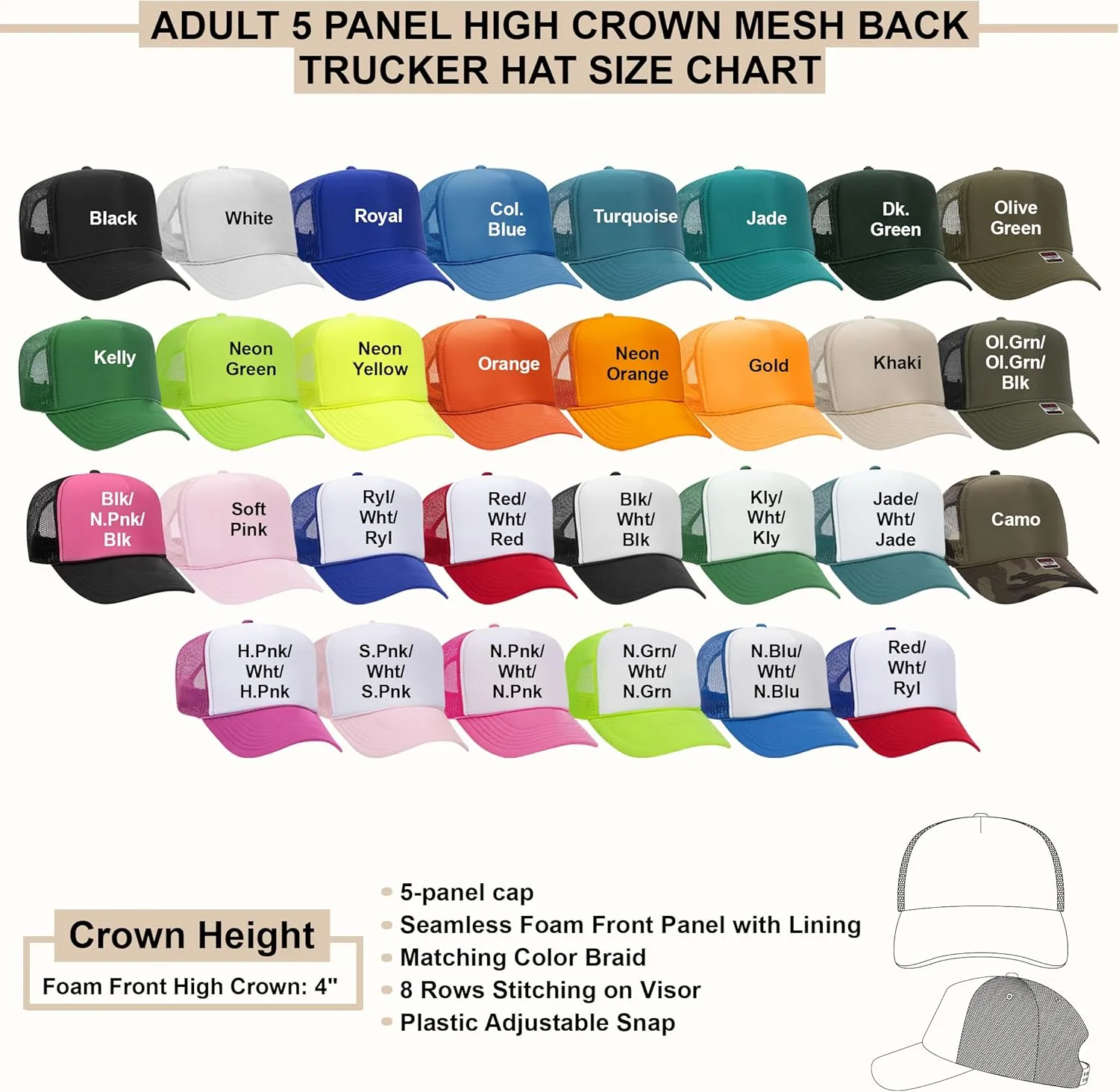 NACRE APPAREL Puff Trucker Hat Puff Vinyl Printed Trucker Hat Foam Trucker Hat