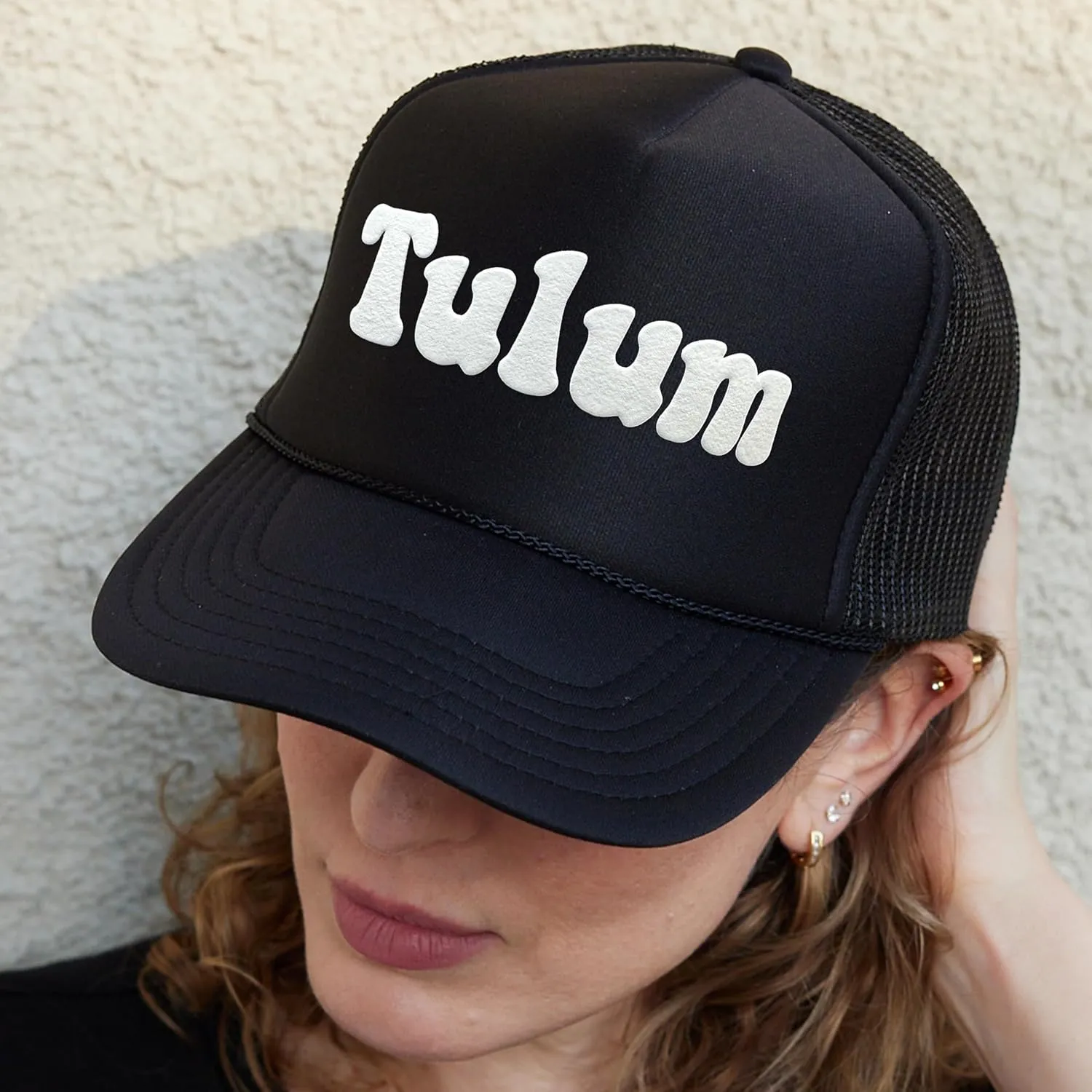 NACRE APPAREL Puff Trucker Hat Puff Vinyl Printed Trucker Hat Foam Trucker Hat