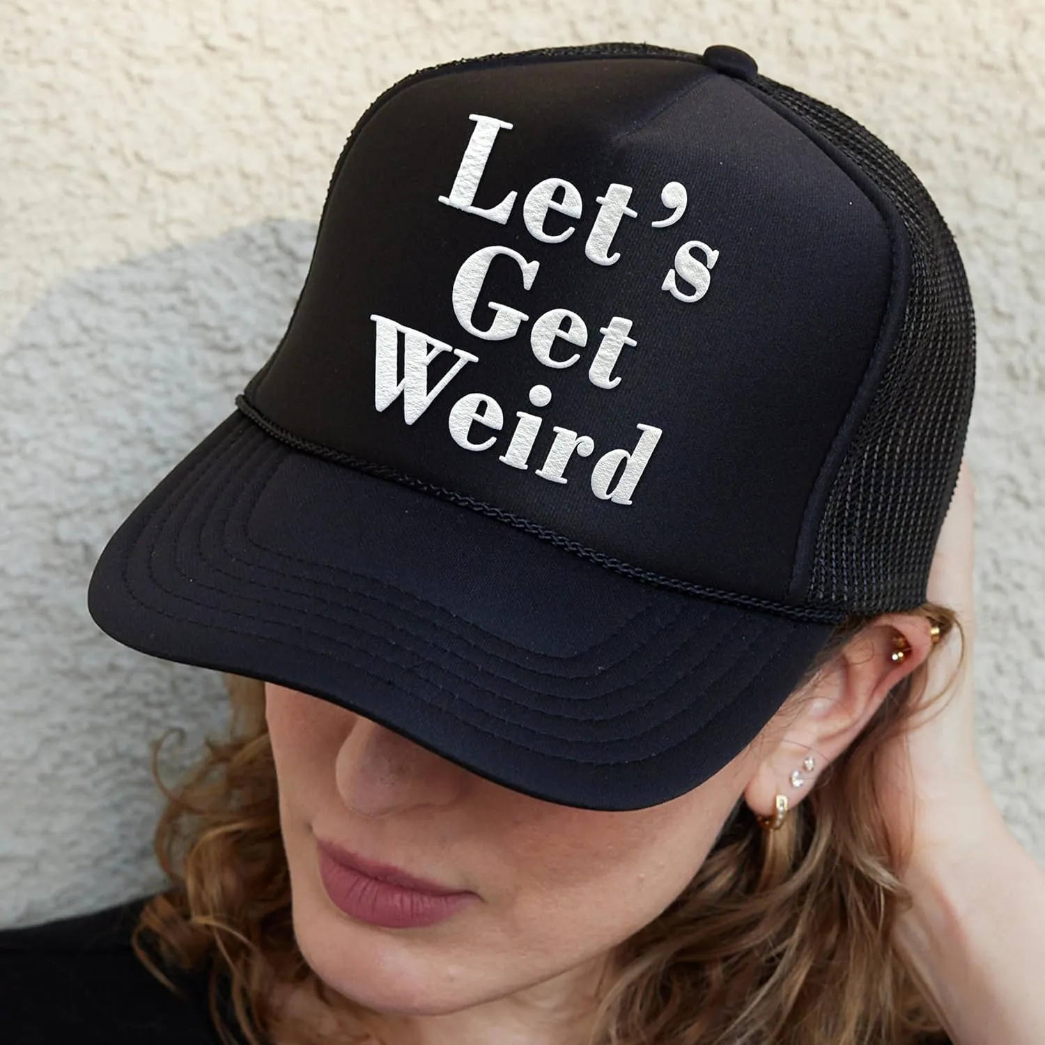 NACRE APPAREL Puff Trucker Hat Puff Vinyl Printed Trucker Hat Foam Trucker Hat