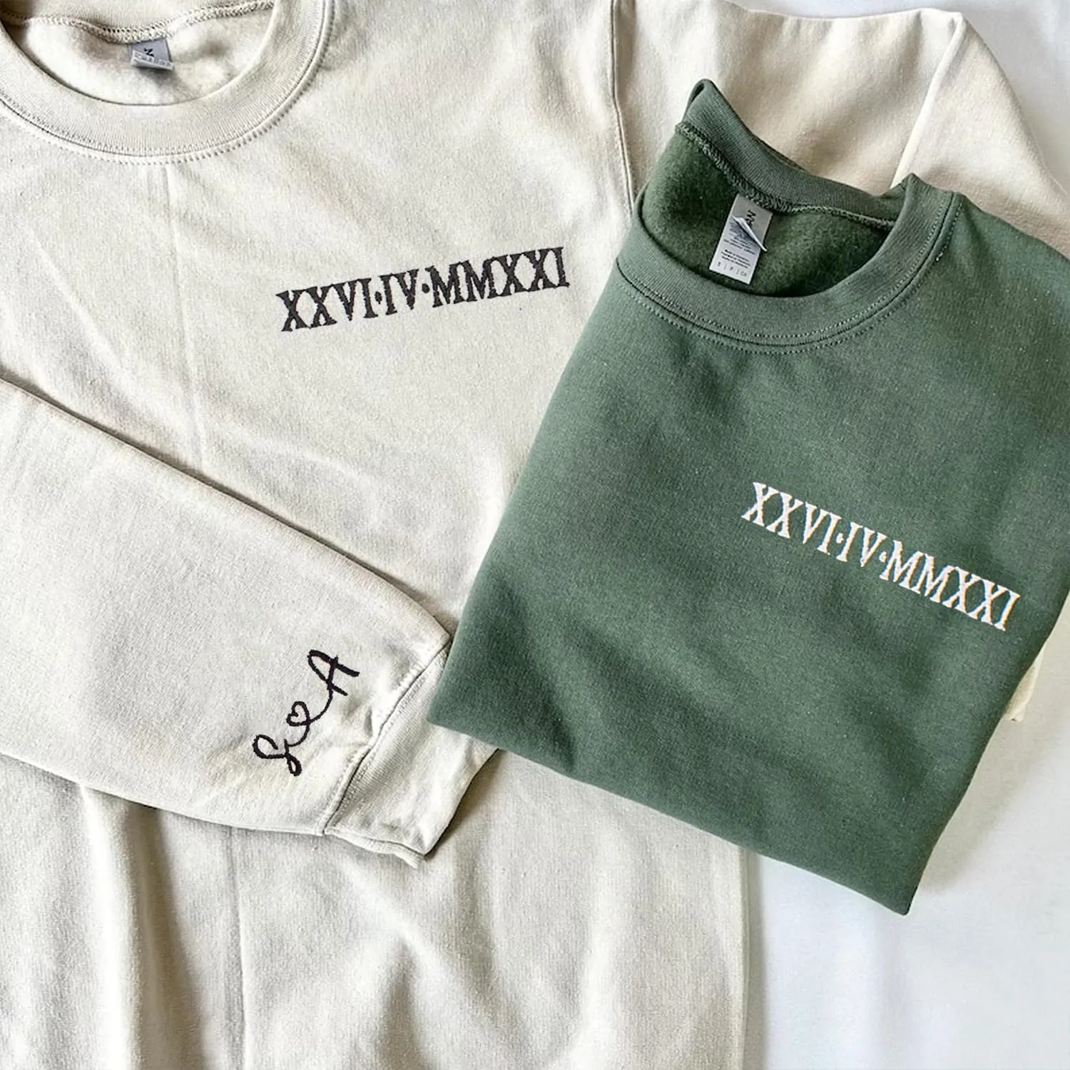 NAZENTI Custom Embroidered Roman Numeral Hoodies, Matching Hoodies for Couples, Christmas Valentines Day Gifts for Him Her
