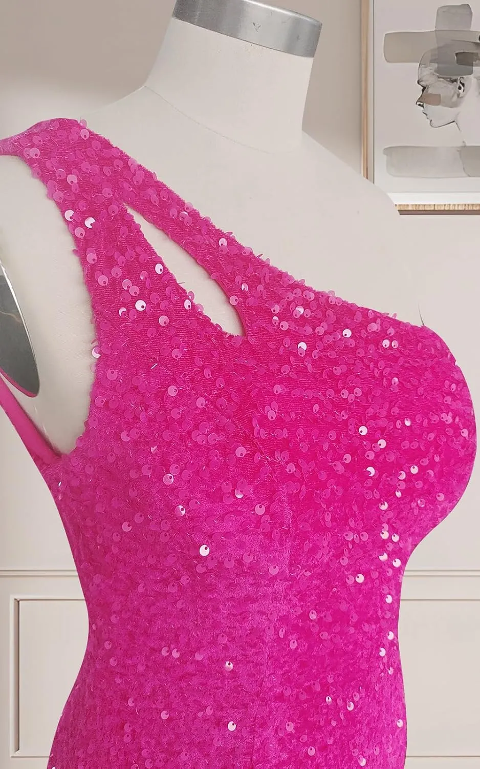 OFEYCHUN One Shoulder Short Homecoming Dresses for Teens Sparkly Sequin Tight Prom Dress