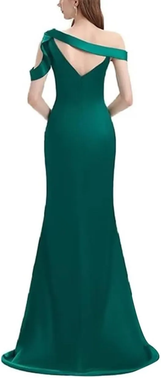 One Shoulder Bridesmaid Dresses Mermaid Split Prom Dress Long Formal Gowns for Wedding
