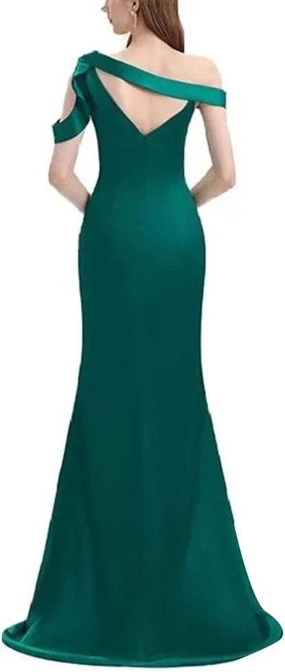 One Shoulder Bridesmaid Dresses Mermaid Split Prom Dress Long Formal Gowns for Wedding