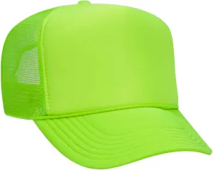 Otto Caps Neon 5 Panel High Crown Mesh Back Trucker Hat Polyester Foam Front
