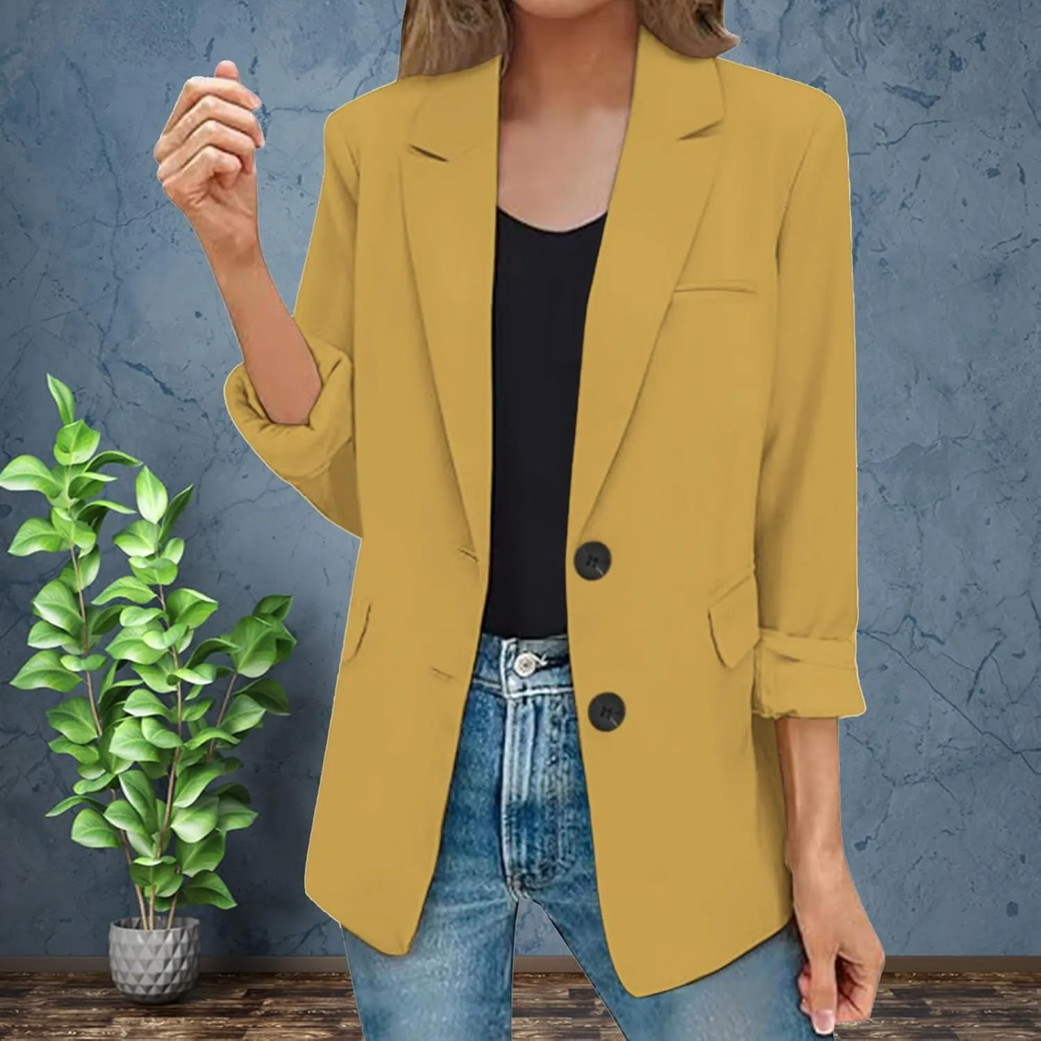 Oversized Blazers for Women 2025 Fashion Business Work Casual Suit Jacket Long Sleeve Open Front Buttons Lapel Coat