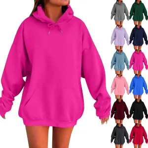 Oversized Hoodies for Women Casual Fleece Sweatshirts Trendy Drawstring Pullover Sweaters Cute Hoodie with Pocket