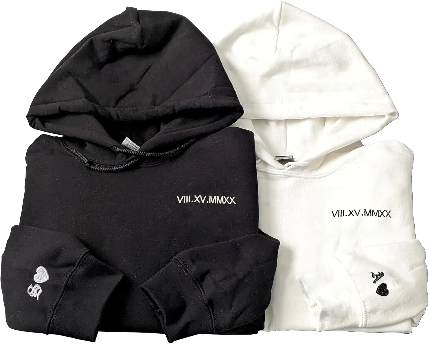 Pamaheart Custom Embroidered Roman Numeral Hoodie - Matching Hoodies, Couple Sweatshirts, Gifts for Her, Him, Valentines Day