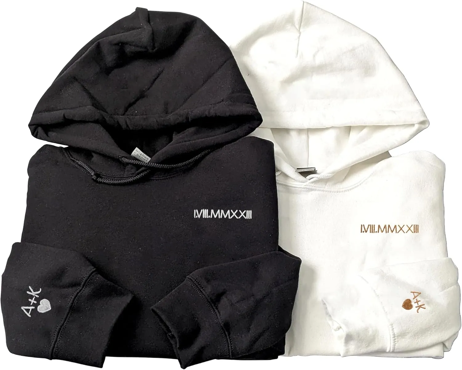 Pamaheart Custom Embroidered Roman Numeral Hoodie - Matching Hoodies, Couple Sweatshirts, Gifts for Her, Him, Valentines Day