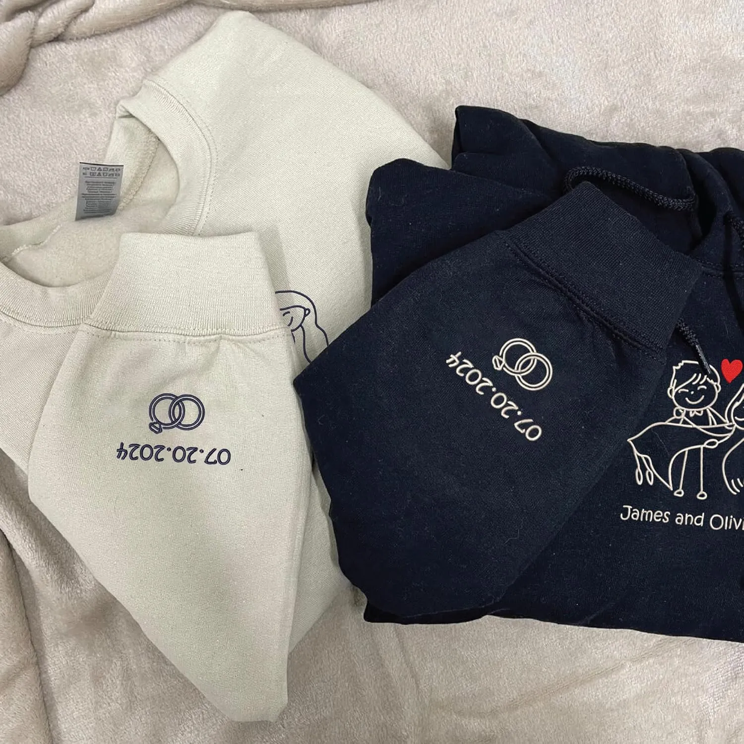 Personalized Embroidered Couple Hoodies - Couple Sweatshirts, Gifts for Boyfriend, Valentines Day, Chrismas