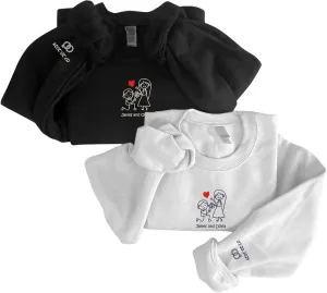 Personalized Embroidered Couple Hoodies - Couple Sweatshirts, Gifts for Boyfriend, Valentines Day, Chrismas