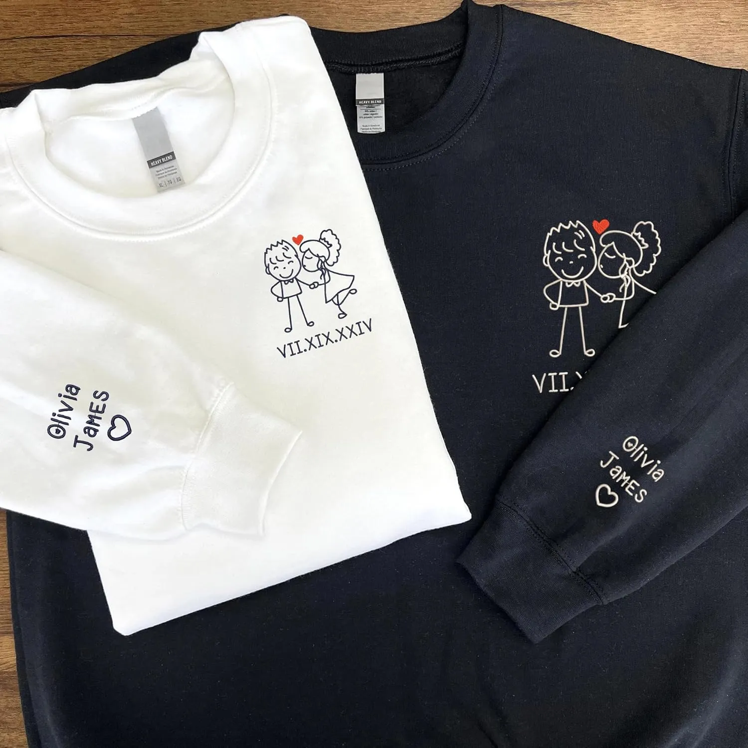 Personalized Embroidered Couple Hoodies - Couple Sweatshirts, Gifts for Boyfriend, Valentines Day, Chrismas