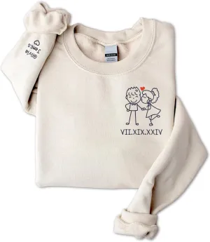 Personalized Embroidered Couple Hoodies - Couple Sweatshirts, Gifts for Boyfriend, Valentines Day, Chrismas