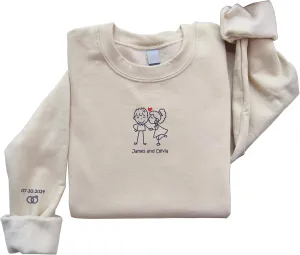 Personalized Embroidered Couple Hoodies - Couple Sweatshirts, Gifts for Boyfriend, Valentines Day, Chrismas