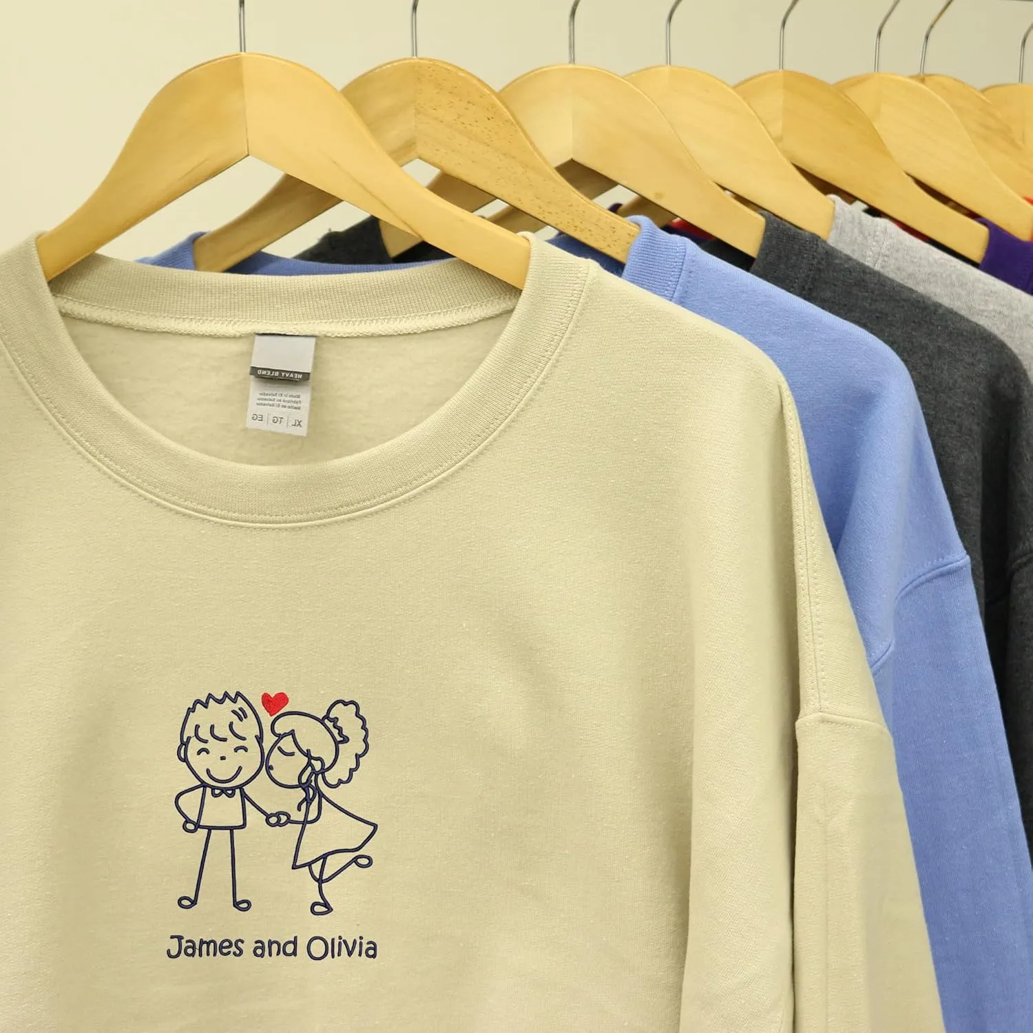 Personalized Embroidered Couple Hoodies - Couple Sweatshirts, Gifts for Boyfriend, Valentines Day, Chrismas