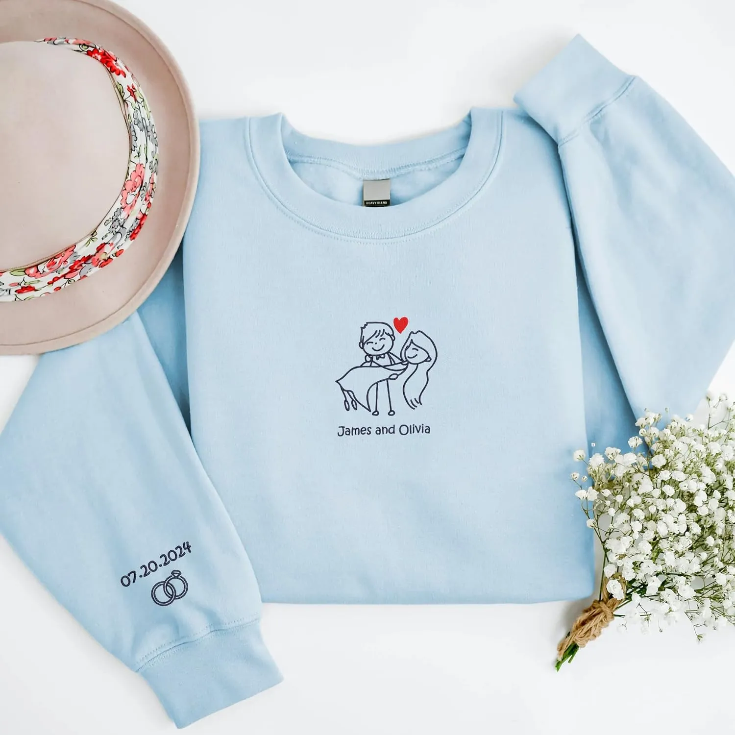 Personalized Embroidered Couple Hoodies - Couple Sweatshirts, Gifts for Boyfriend, Valentines Day, Chrismas