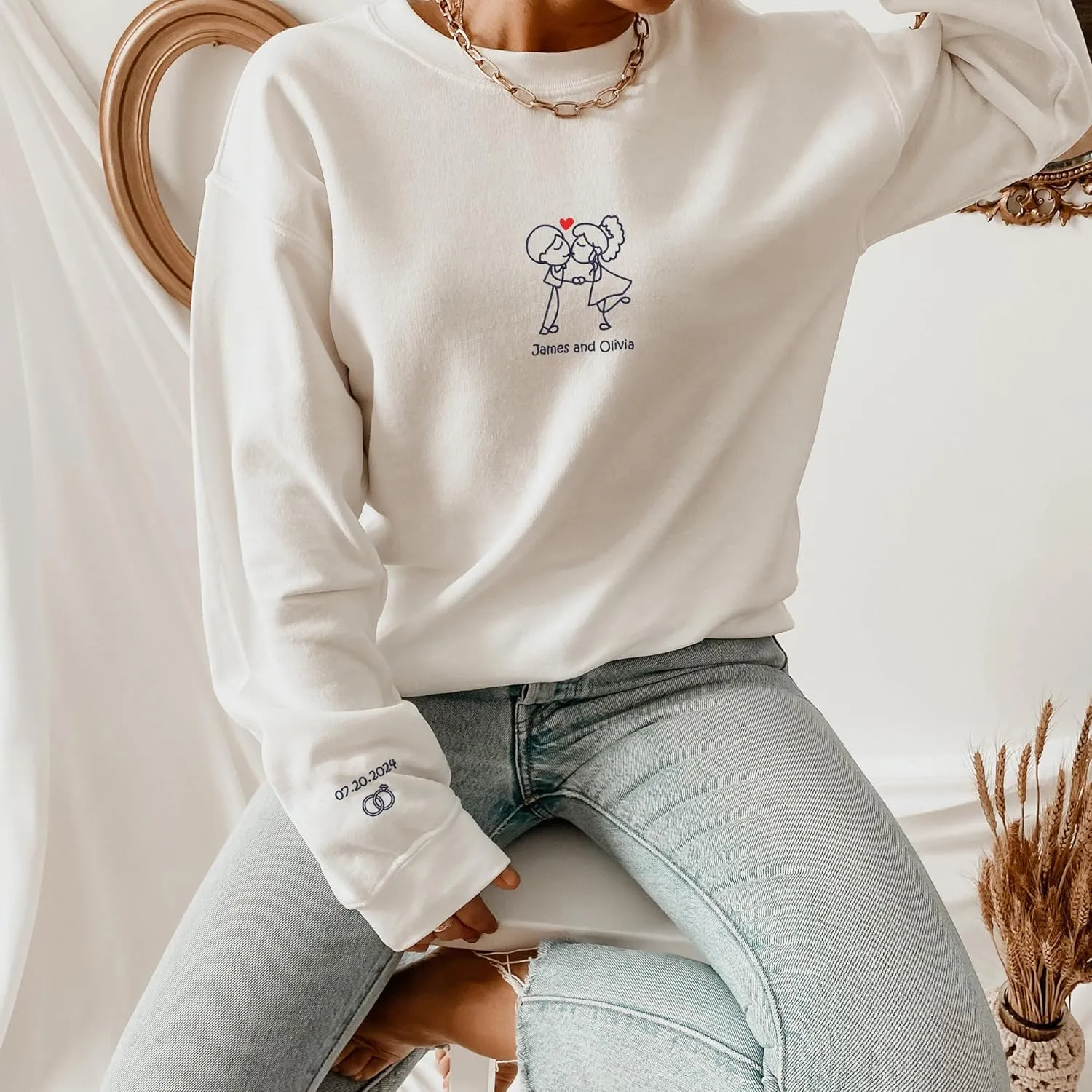 Personalized Embroidered Couple Hoodies - Couple Sweatshirts, Gifts for Boyfriend, Valentines Day, Chrismas