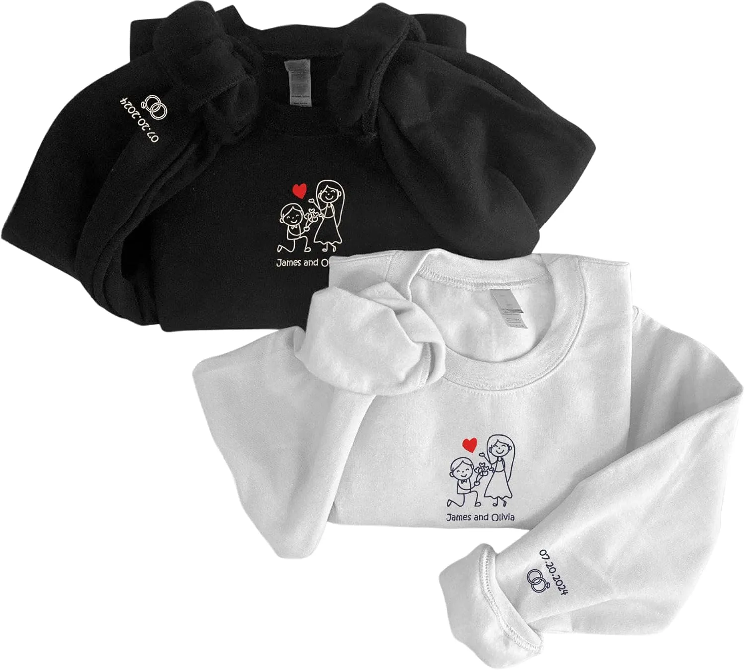 Personalized Embroidered Couple Hoodies - Couple Sweatshirts, Gifts for Boyfriend, Valentines Day, Chrismas