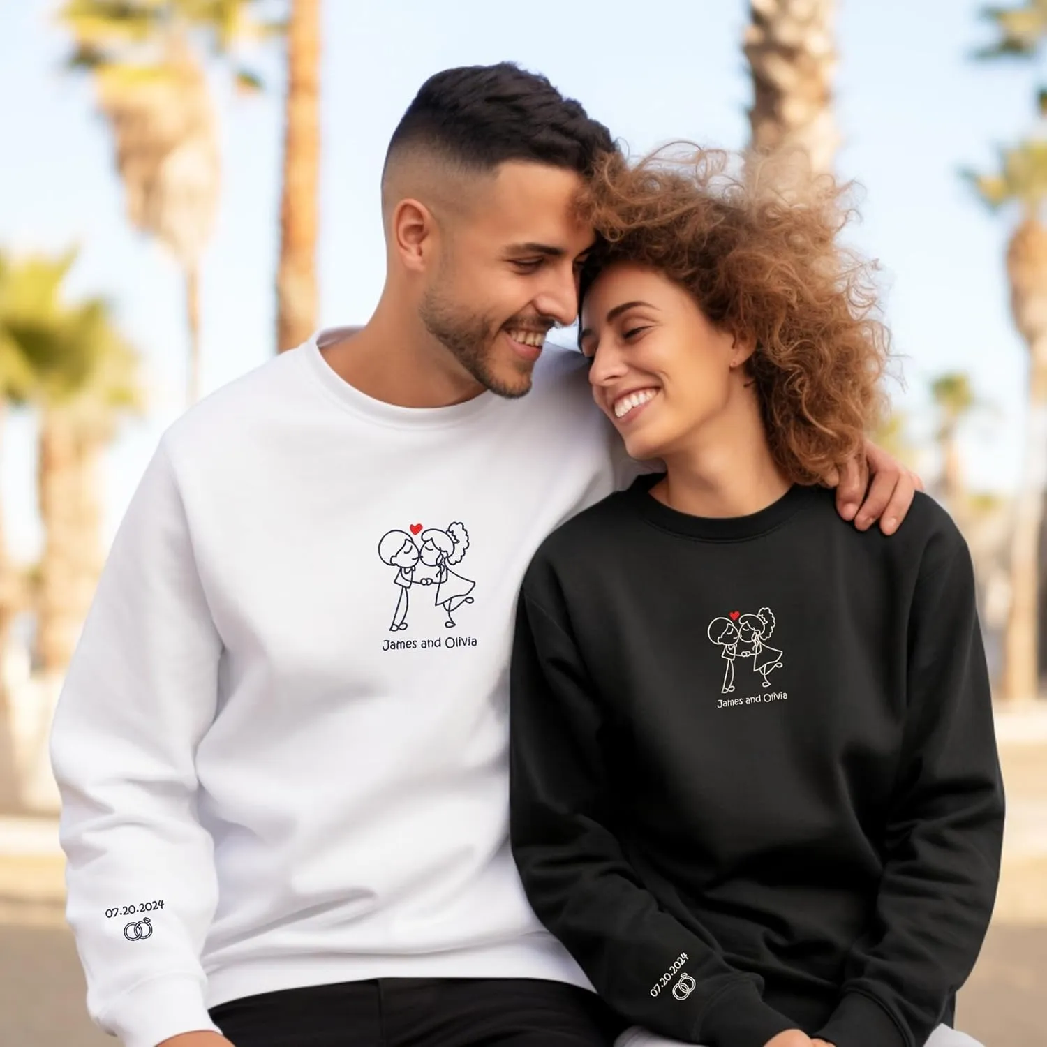 Personalized Embroidered Couple Hoodies - Couple Sweatshirts, Gifts for Boyfriend, Valentines Day, Chrismas