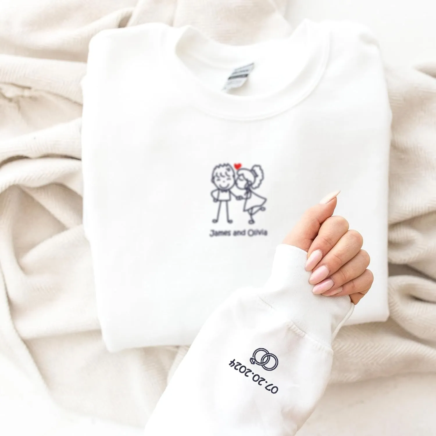 Personalized Embroidered Couple Hoodies - Couple Sweatshirts, Gifts for Boyfriend, Valentines Day, Chrismas