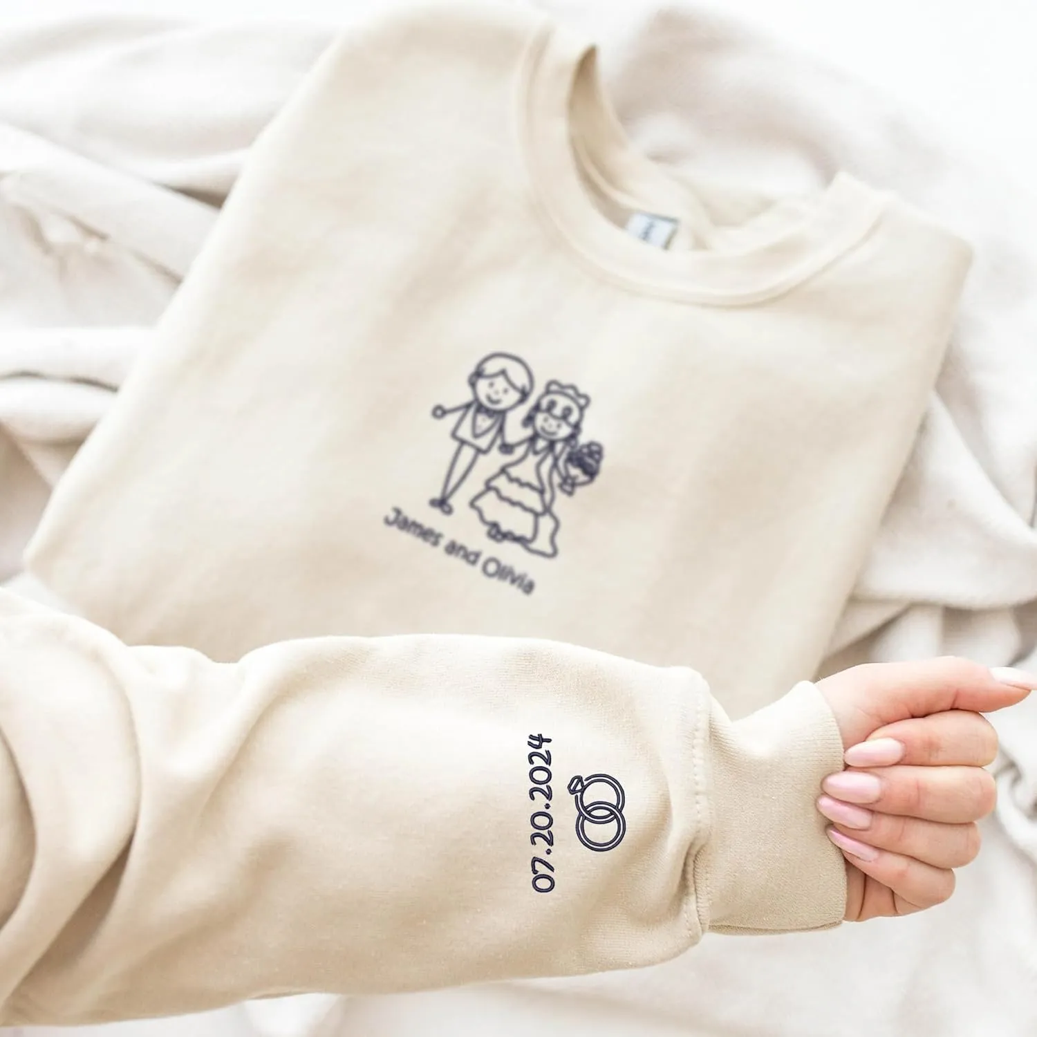 Personalized Embroidered Couple Hoodies - Couple Sweatshirts, Gifts for Boyfriend, Valentines Day, Chrismas