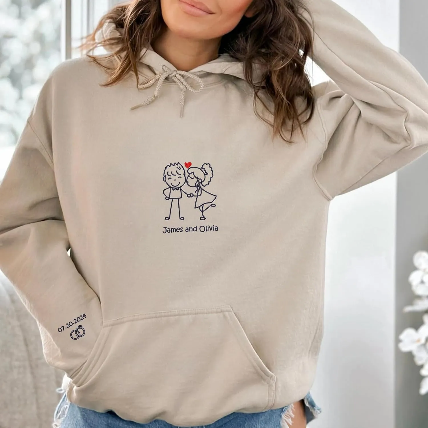 Personalized Embroidered Couple Hoodies - Couple Sweatshirts, Gifts for Boyfriend, Valentines Day, Chrismas