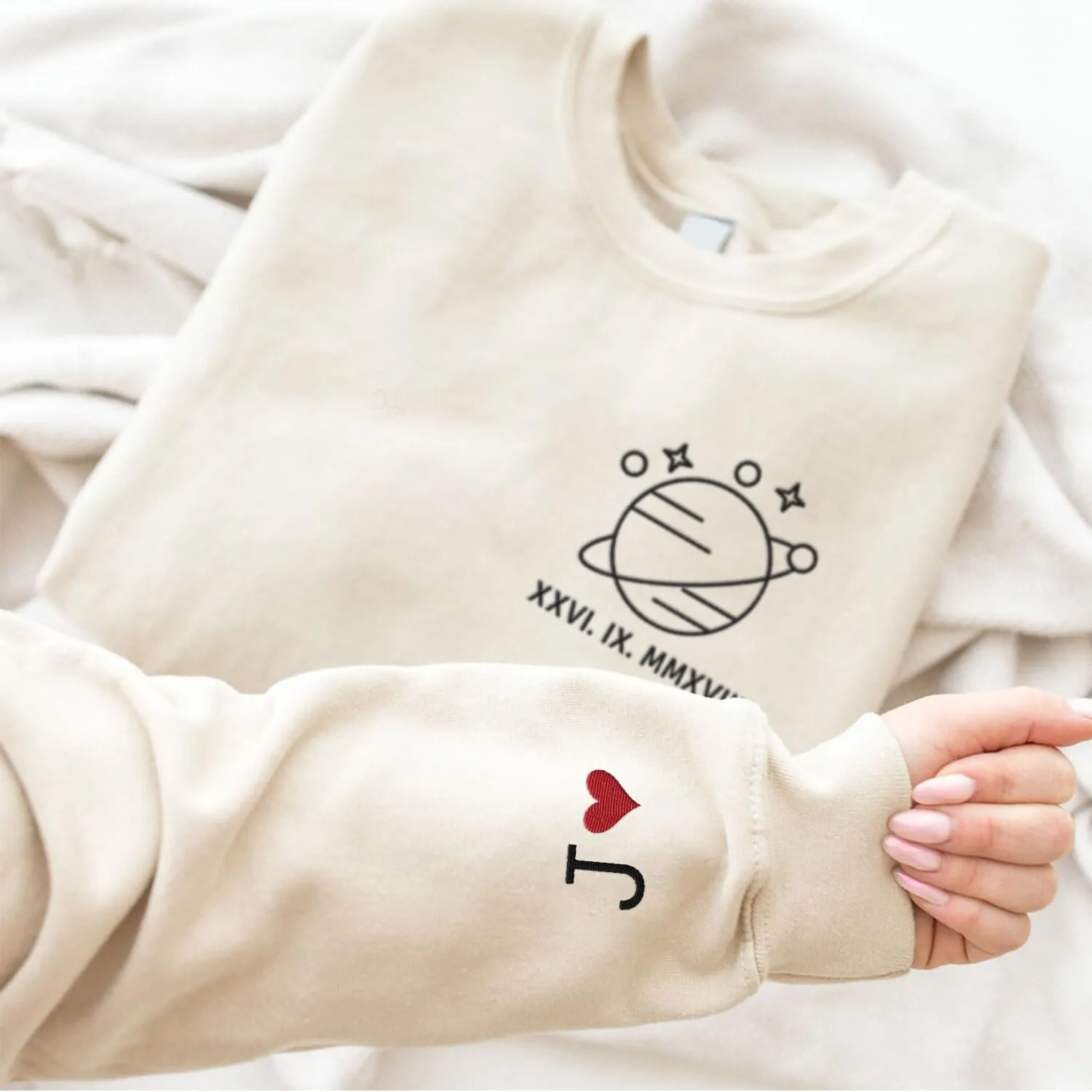 Personalized Embroidered Heart Hoodies For Couples, Matching Couple Sweaters Custom Anniversary Sweatshirts Spider Heart