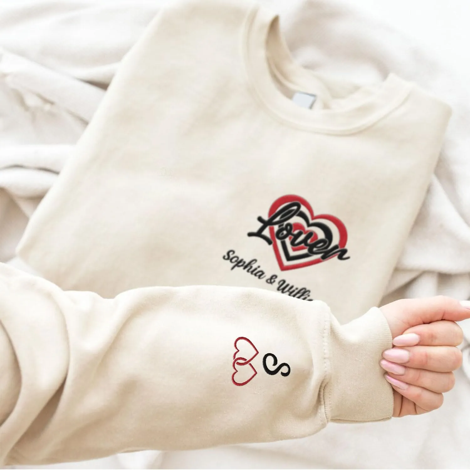 Personalized Embroidered Heart Hoodies For Couples, Matching Couple Sweaters Custom Anniversary Sweatshirts Spider Heart